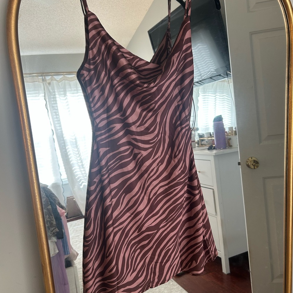 Pink Zebra Print Slip Dress Princess Polly